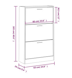 Armoire à chaussures Chêne sonoma 63x24x103cm Bois d'ingénierie