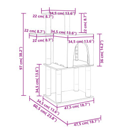 Arbre à chat avec griffoirs en sisal crème 97 cm