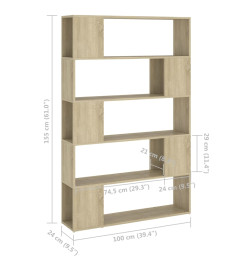 Bibliothèque/Séparateur de pièce Chêne sonoma 100x24x155 cm