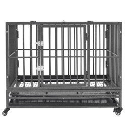 Cage pour chien avec roues et toit Acier 102x72x85 cm