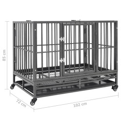 Cage pour chien avec roues et toit Acier 102x72x85 cm