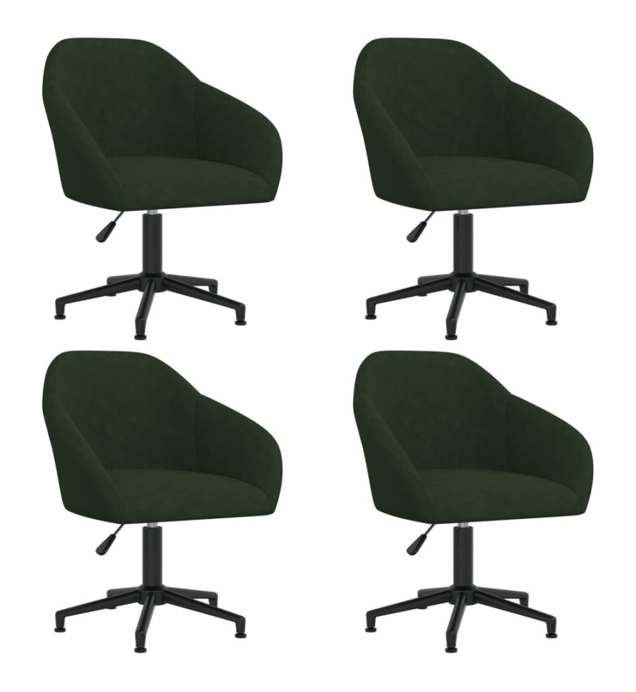 Chaises pivotantes à manger lot de 4 vert foncé velours