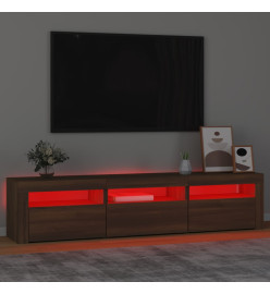 Meuble TV avec lumières LED Chêne marron 180x35x40 cm