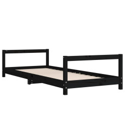 Cadre de lit pour enfants noir 90x200 cm bois de pin massif