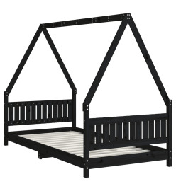 Cadre de lit pour enfants noir 90x190 cm bois de pin massif