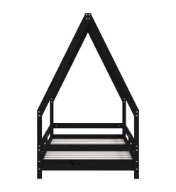 Cadre de lit pour enfant noir 80x160 cm bois de pin massif