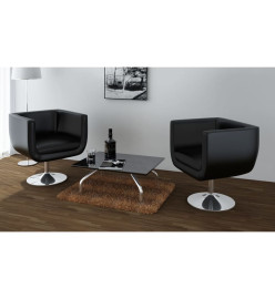 Chaise de bar lot de 2 cuir artificiel noir