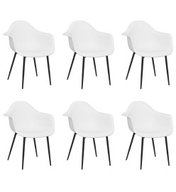 Chaises à manger lot de 6 blanc PP