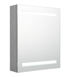 Armoire de salle de bain à miroir LED Gris béton 50x14x60 cm