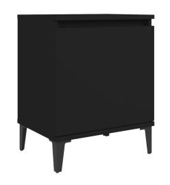 Tables de chevet avec pieds en métal 2 pcs Noir 40x30x50 cm