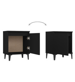 Tables de chevet avec pieds en métal 2 pcs Noir 40x30x50 cm