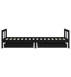 Cadre de lit enfant tiroirs noir 80x200 cm bois de pin massif