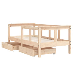 Cadre de lit enfant avec tiroirs 70x140 cm bois de pin massif