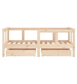 Cadre de lit enfant avec tiroirs 70x140 cm bois de pin massif