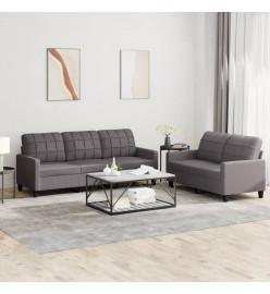 Ensemble de canapés 2 pcs avec coussins Gris Similicuir