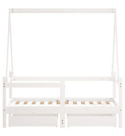 Cadre de lit enfant tiroirs blanc 70x140 cm bois de pin massif