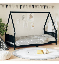 Cadre de lit pour enfants noir 90x200 cm bois de pin massif