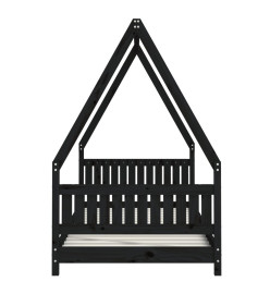 Cadre de lit pour enfants noir 90x200 cm bois de pin massif