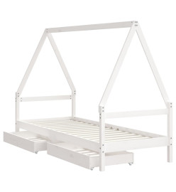 Cadre de lit enfant tiroirs blanc 80x200 cm bois de pin massif