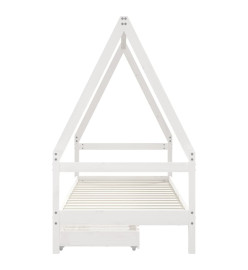 Cadre de lit enfant tiroirs blanc 80x200 cm bois de pin massif