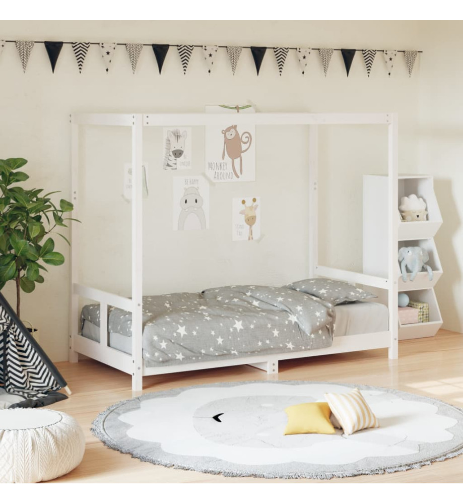 Cadre de lit pour enfant blanc 80x160 cm bois de pin massif