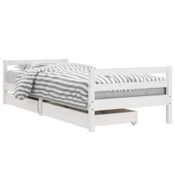 Cadre de lit enfant tiroirs blanc 90x200 cm bois de pin massif