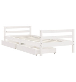 Cadre de lit enfant tiroirs blanc 90x200 cm bois de pin massif