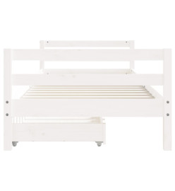 Cadre de lit enfant tiroirs blanc 90x200 cm bois de pin massif