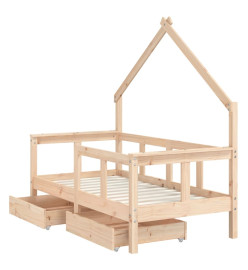 Cadre de lit enfant avec tiroirs 70x140 cm bois de pin massif