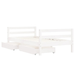 Cadre de lit pour enfant tiroirs blanc 80x160cm bois pin massif