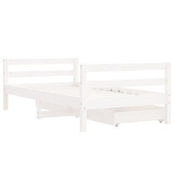 Cadre de lit pour enfant tiroirs blanc 80x160cm bois pin massif