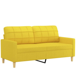 Ensemble de canapés 2 pcs avec coussins Jaune clair Tissu