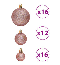 Boules de Noël 100 pcs rose et rosé 3 / 4 / 6 cm