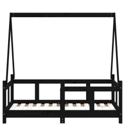 Cadre de lit pour enfant noir 70x140 cm bois de pin massif