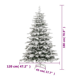 Sapin de Noël artificiel à charnières avec neige floquée 180 cm