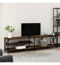 Meuble TV chêne fumé 200x40x50 cm bois d'ingénierie et métal