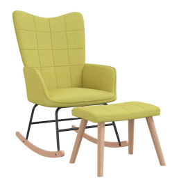 Chaise à bascule avec tabouret Vert Tissu