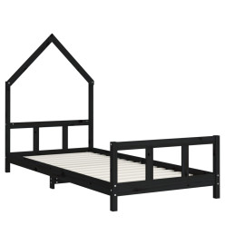 Cadre de lit pour enfants noir 90x190 cm bois de pin massif