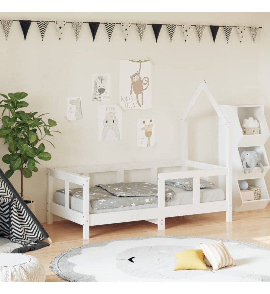 Cadre de lit pour enfant blanc 70x140 cm bois de pin massif