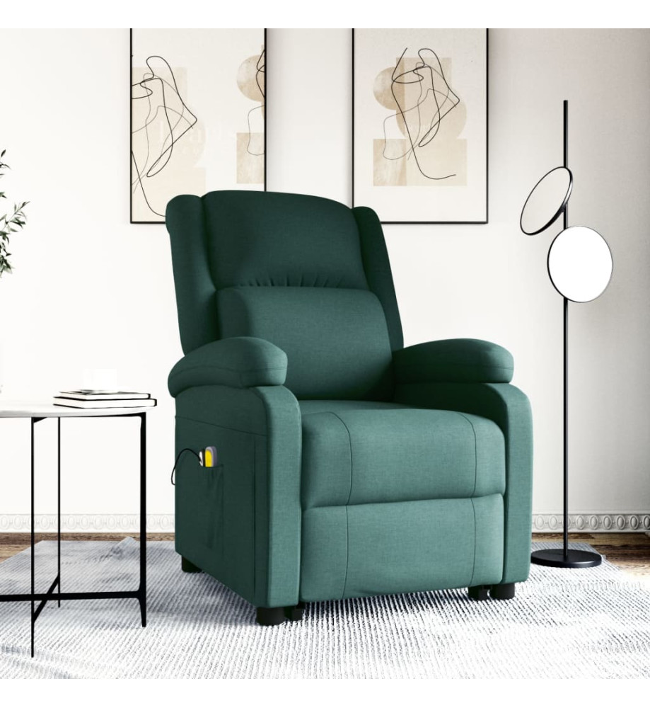 Fauteuil de massage Vert foncé Tissu