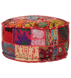 Pouf rond en coton fait à la main 40 x 20 cm Rouge