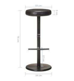 Tabourets de bar lot de 2 noir cuir véritable