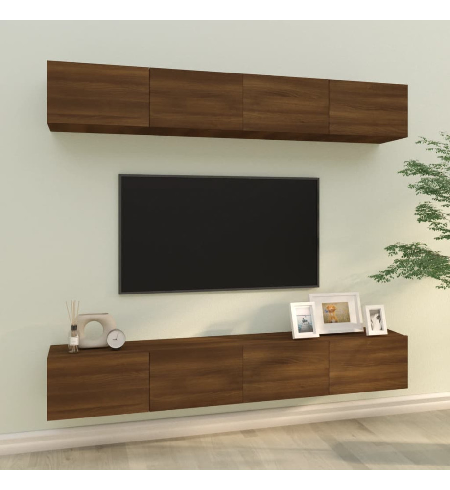 Meubles TV muraux 4 pcs Chêne marron 100x30x30 cm