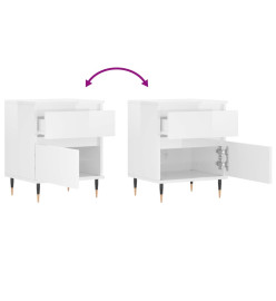 Tables de chevet 2 pcs blanc brillant 40x35x50 cm