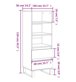 Buffet haut Sonoma gris 40x36x110 cm Bois d'ingénierie