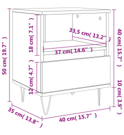 Table de chevet chêne marron 40x35x50 cm bois d’ingénierie