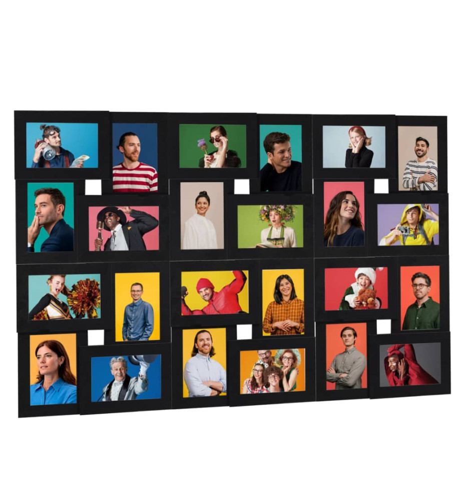 Collage de cadres photo pour photo de 24x(10x15 cm) Noir MDF