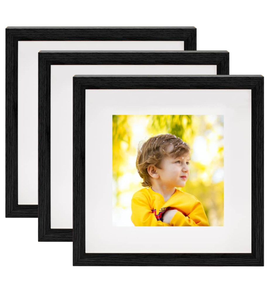 Cadres photo 3D 3 pcs Noir 23x23 cm pour photos 13x13 cm