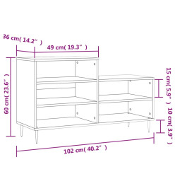 Armoire à chaussure Blanc brillant 102x36x60 cm Bois ingénierie