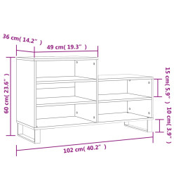 Armoire à chaussures Blanc 102x36x60 cm Bois d'ingénierie